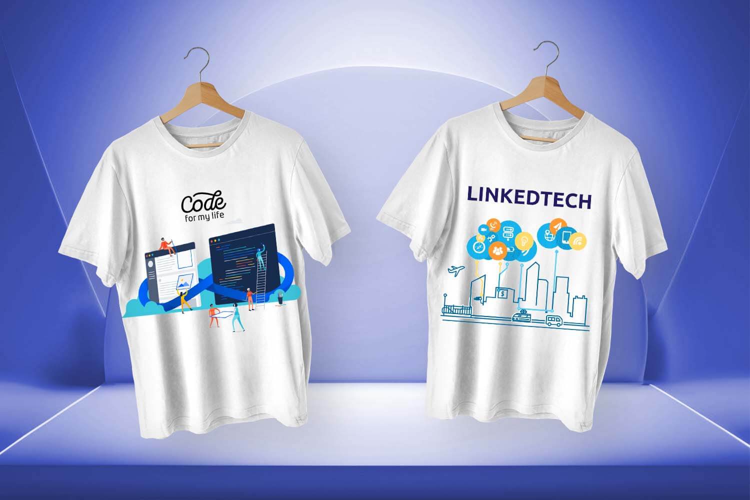 kaos dengan desain tema teknologi