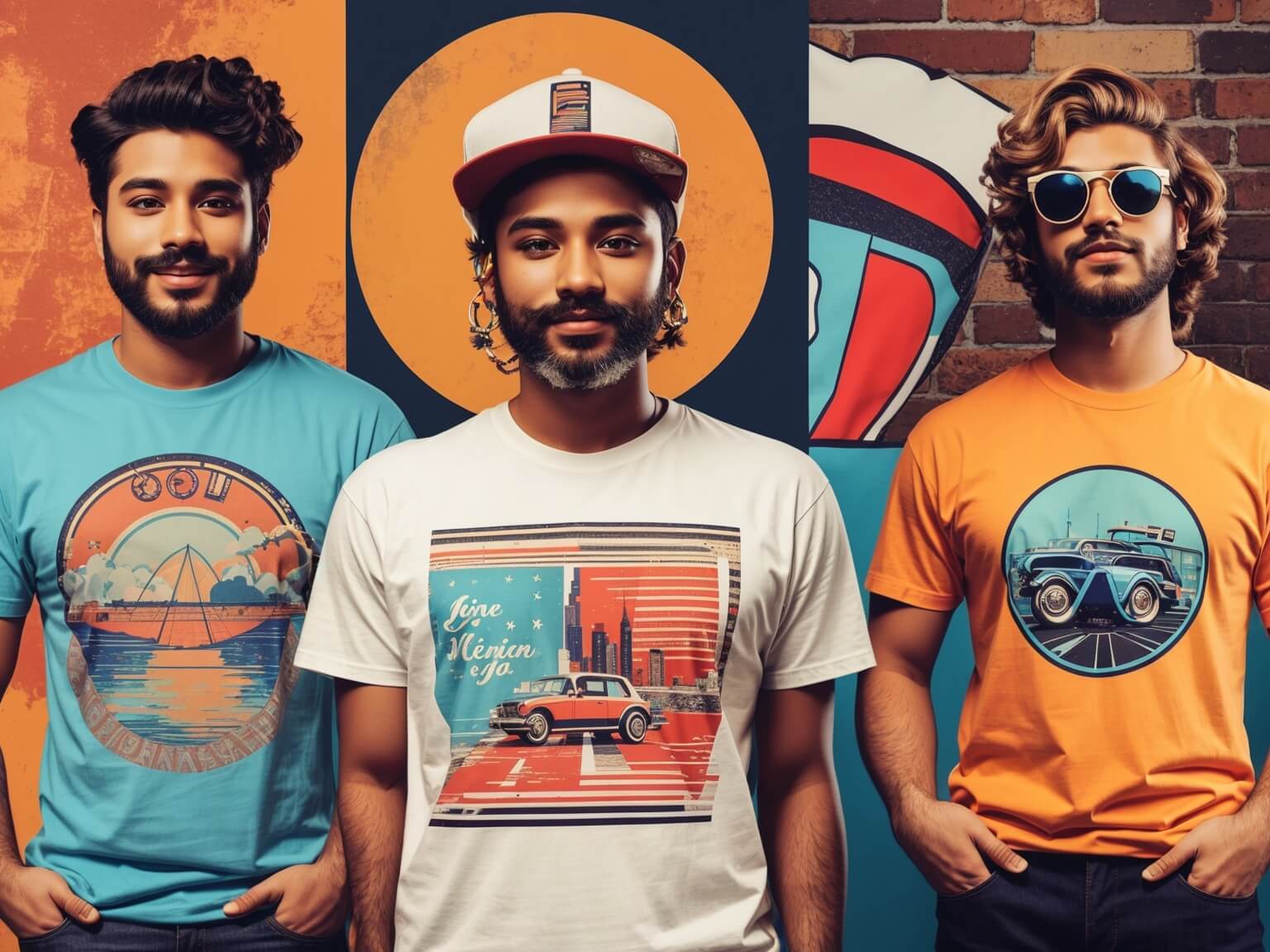 Kolase kaos dengan desain trendi, bermakna, dan retro untuk pemilihan tema yang lebih baik.