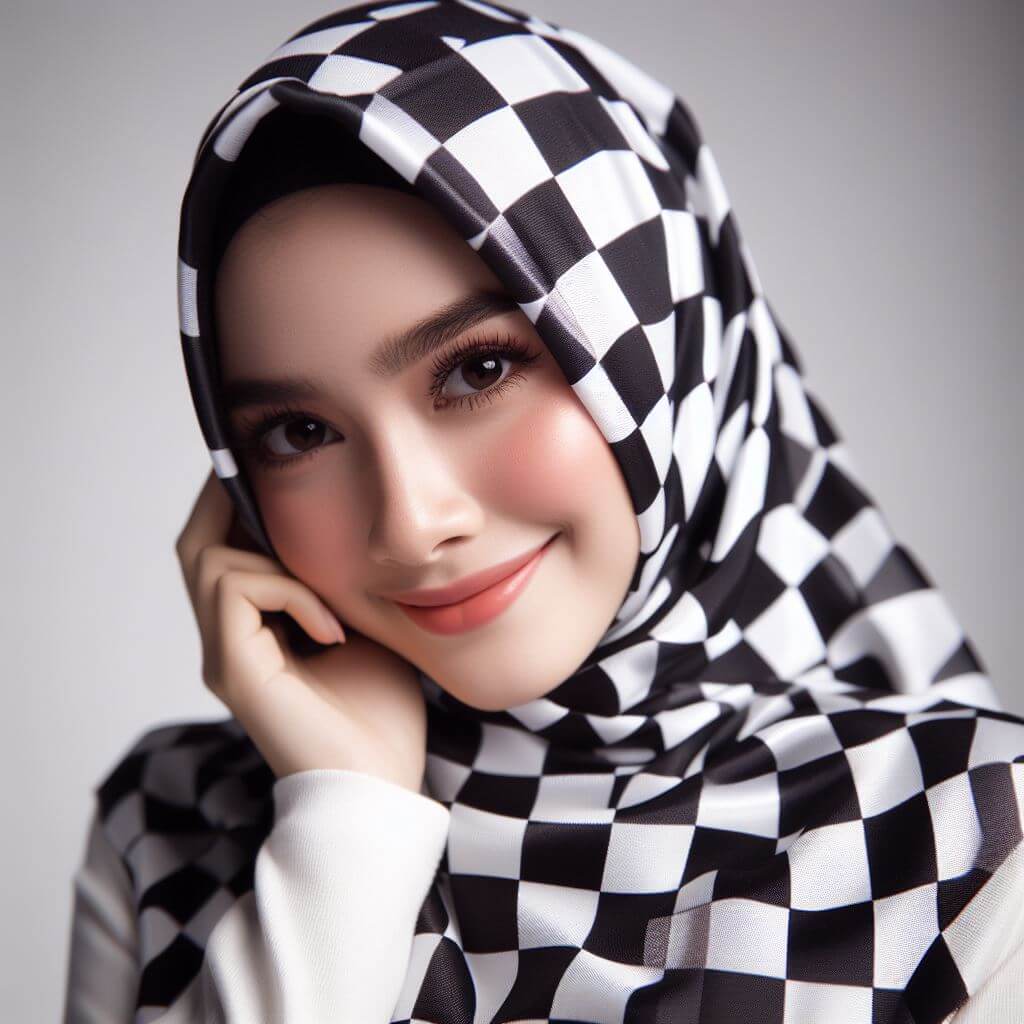 Make a bold statement with checkerboard hijab designs