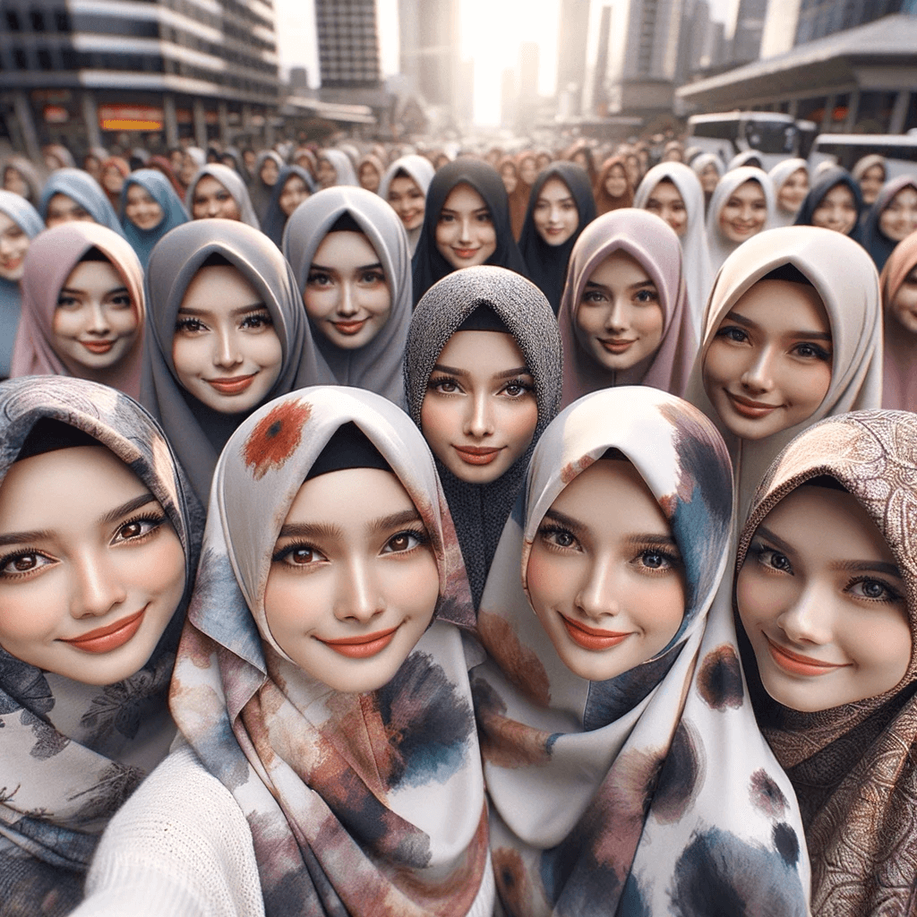 banyak wanita muslim mengenakan hijab printing yang cantik