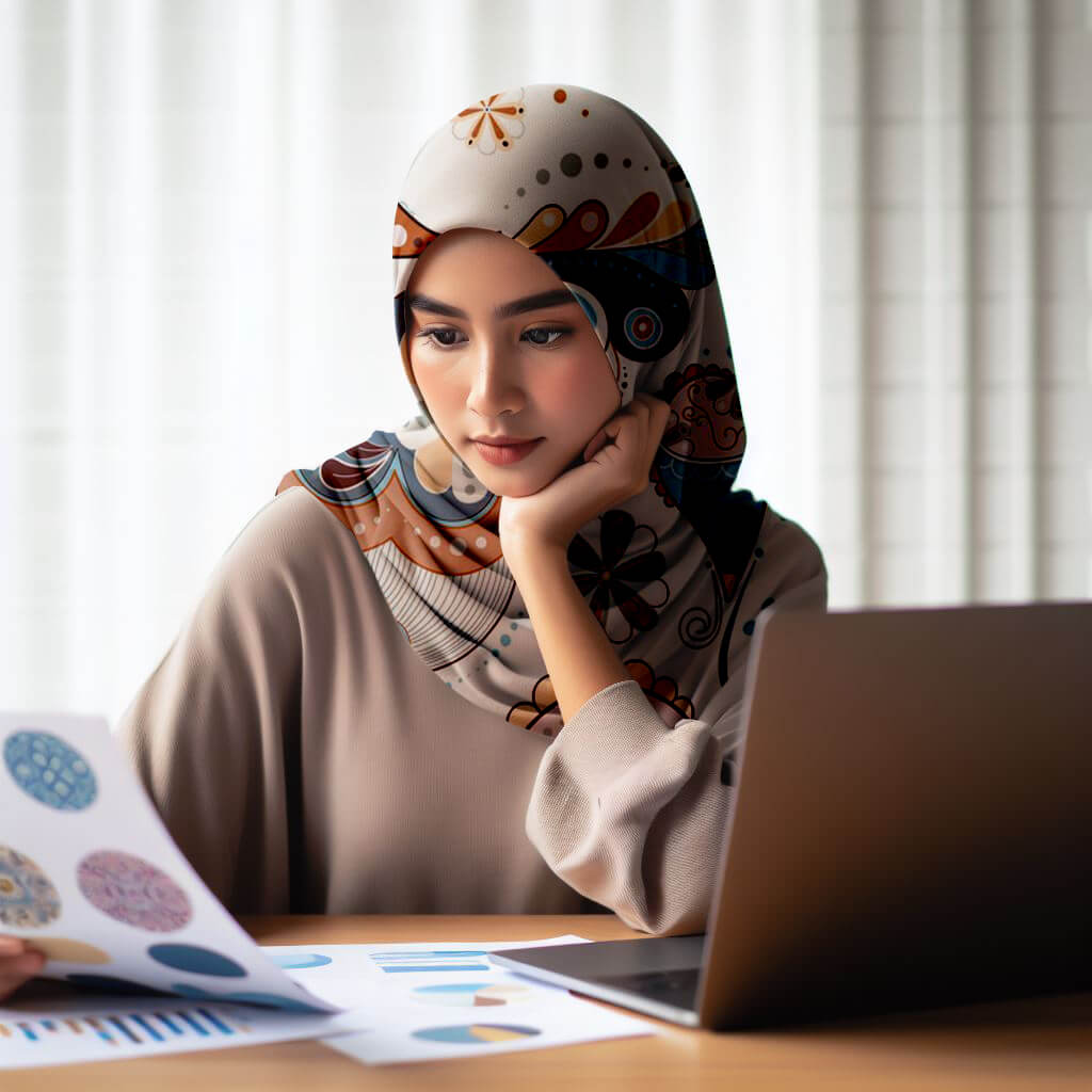 seorang pebisnis sedang memahami tentang bisnis hijab