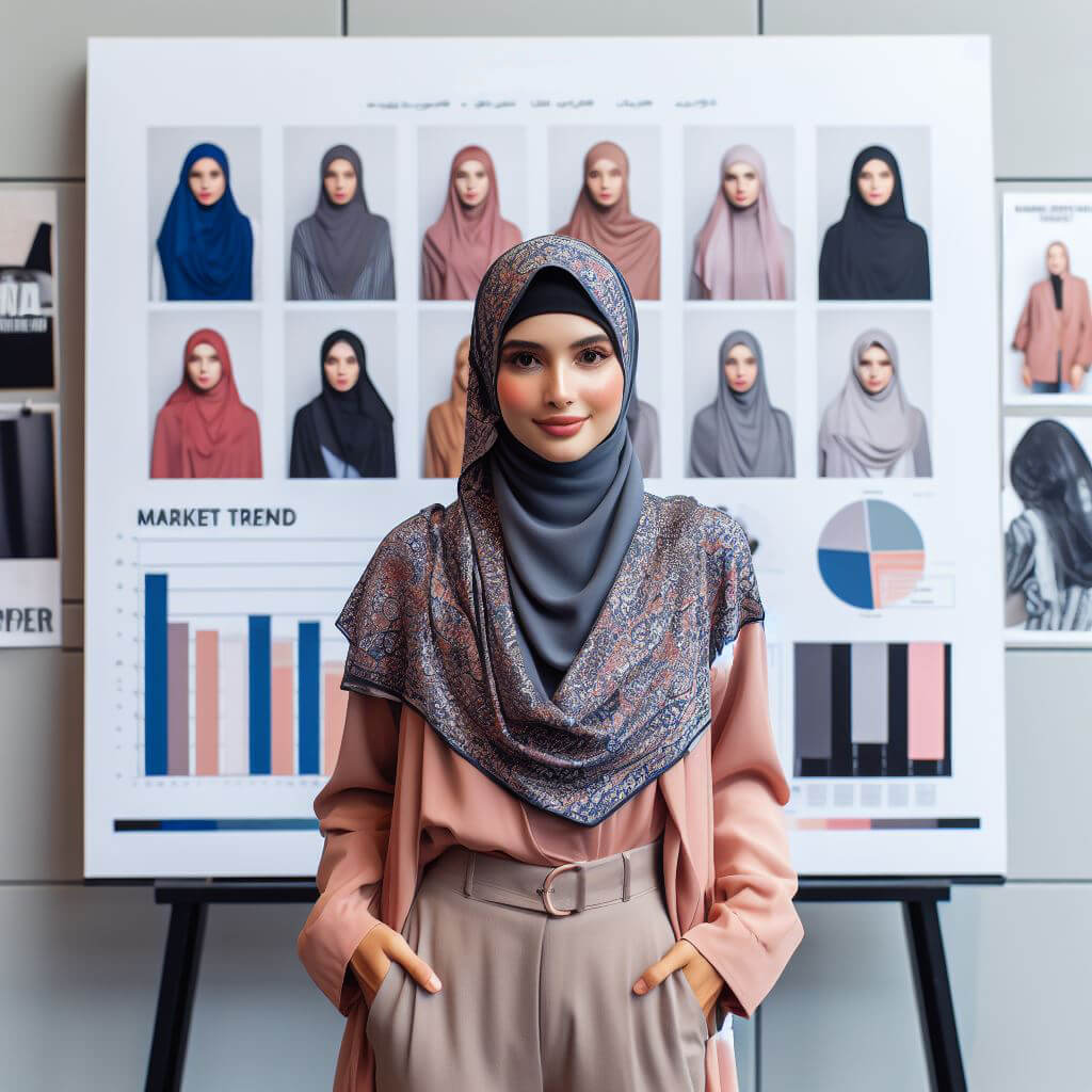 Modern hijab model showcasing trends and pricing for marketing strategy