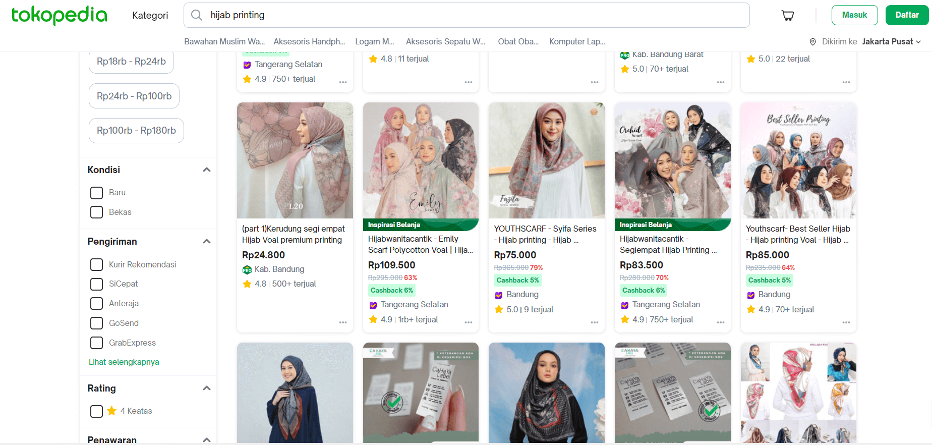 hijab dijual di e-commerce