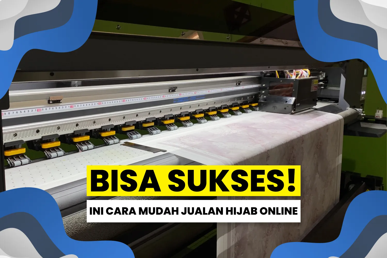Mesin printer sublim sedang mencetak pattern design di kerta transfer paper yang nantinya akan di press ke kain hijab.