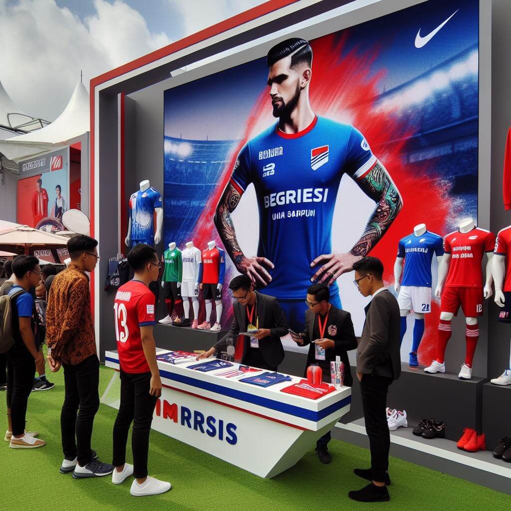 seseorang menjual jersey printing di sebuah event
