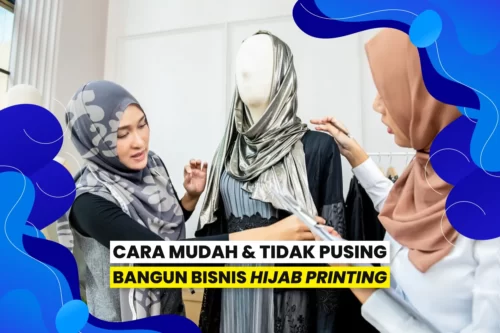 Pengusaha berdiskusi dengan maklon hijab printing di kantor.