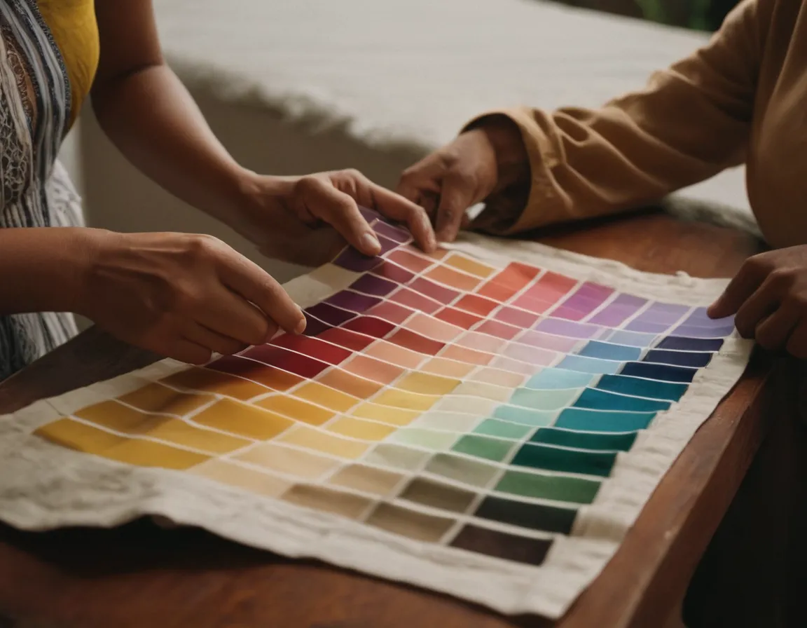 sedang memilih warna untuk produknya