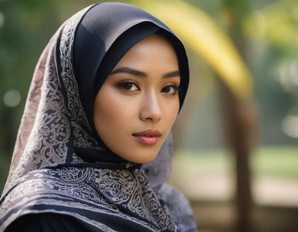 seseorang menggunakan hijab berbahan kain voal jepang