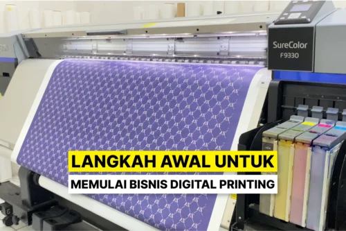 Mesin digital printing sedang mencetak kain hijab dengan desain custom