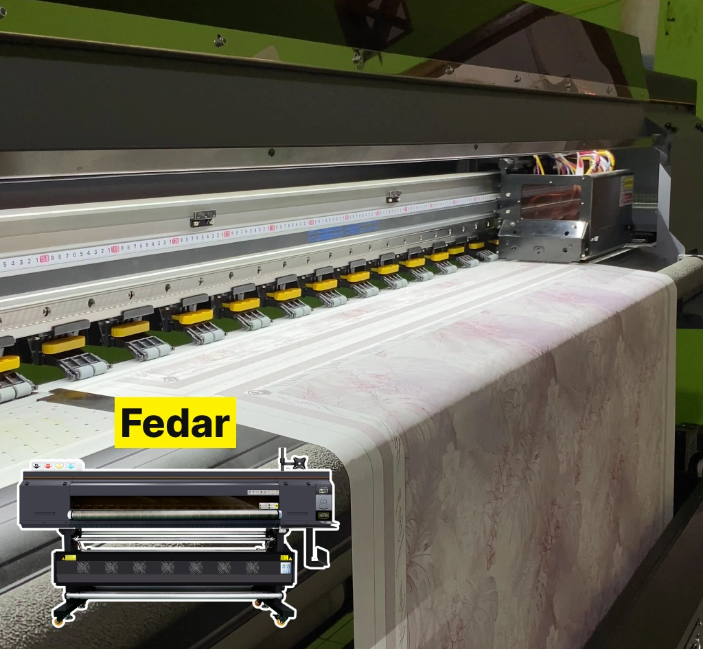 Printer Sublim Fedar dengan kecepatan tinggi dan hemat energi untuk hijab skala besar.