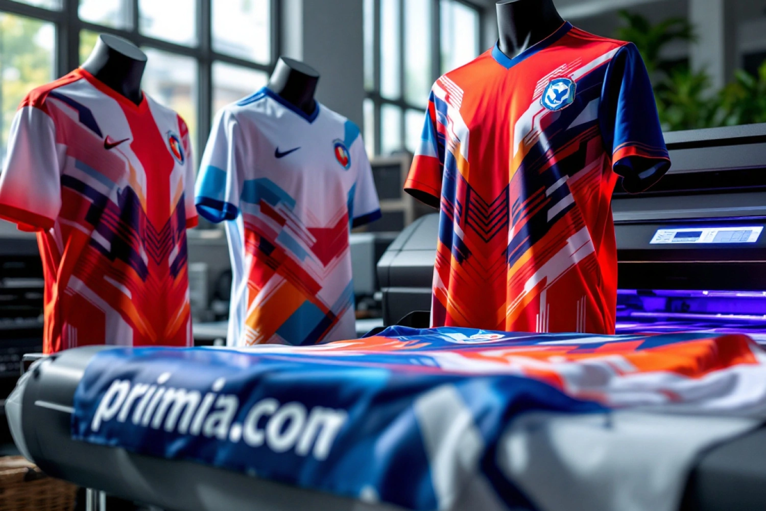 Sports jerseys and activewear with vibrant, long-lasting sublimation printed designs.