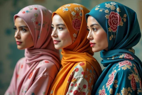 Seseorang sedang menggunakan hijab printing.