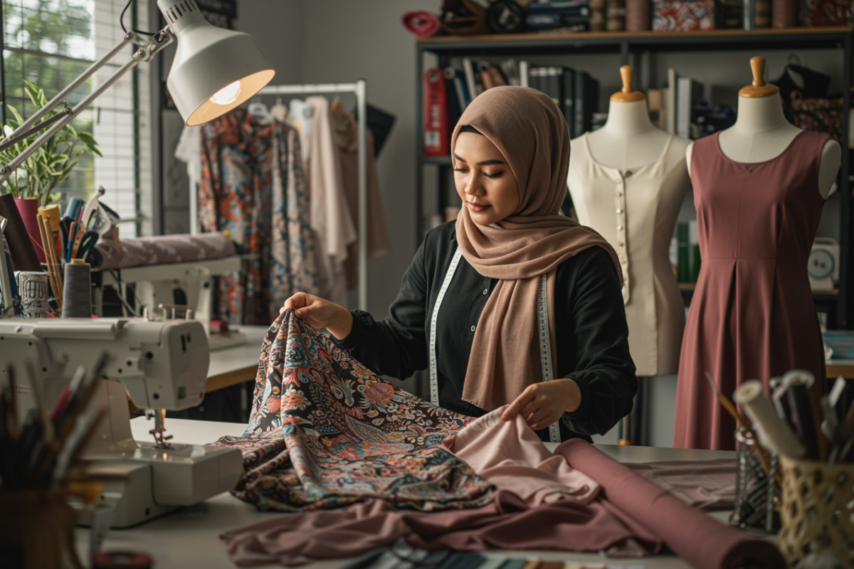 Hasil jadi dari produk hijab printing.