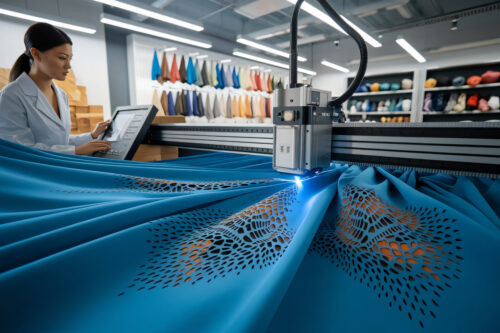 Explanation of how fabric laser cutting works using laser beams for precise, sealed-edge textile cutting.