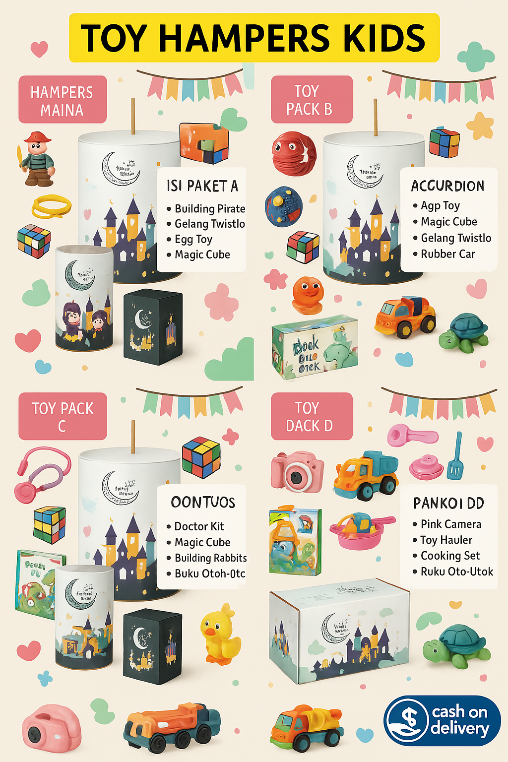 Eid toy hampers for kids with educational games.