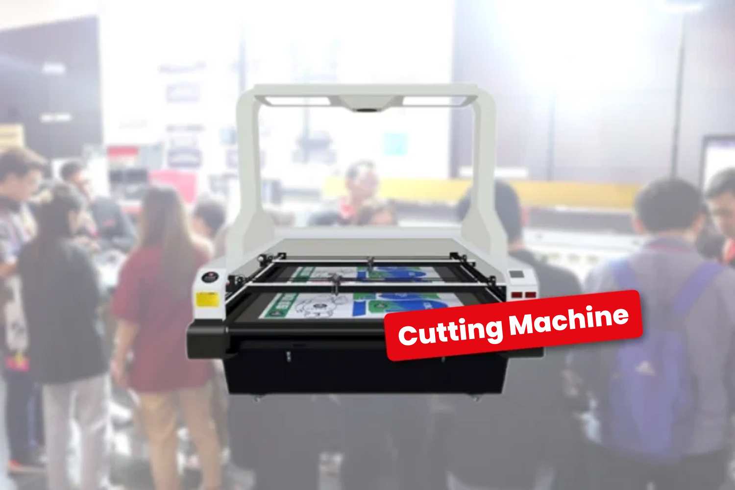Cutting machine in action, precision-cutting materials for apparel, signage, and custom designs with smooth and accurate results