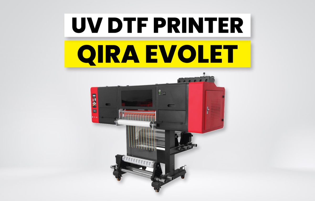 Qira Evolet UV DTF printer simplifies merchandise creation by allowing easy print-and-stick designs.