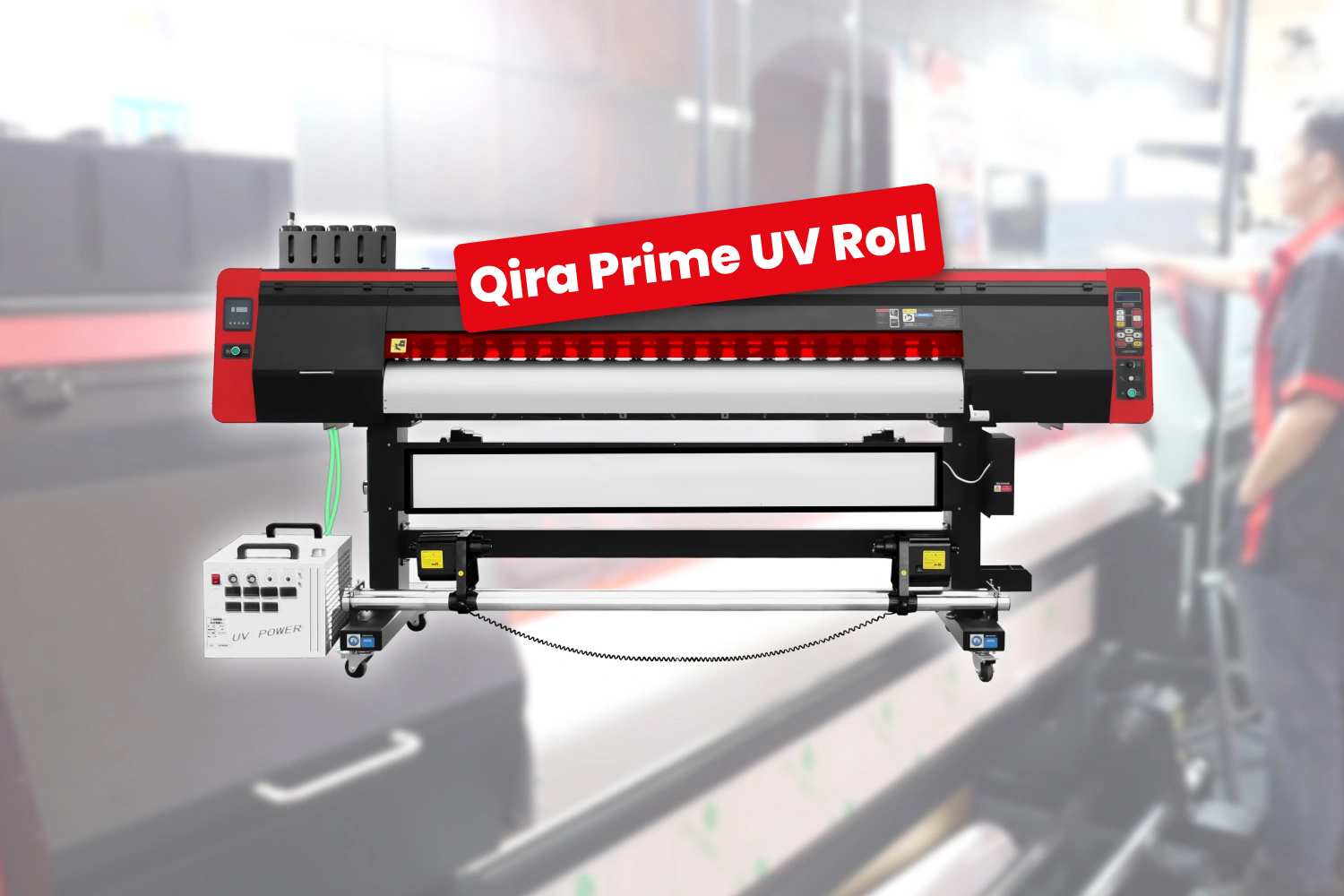 Qira Prime UV Roll Printer showcasing high-speed, high-resolution printing on various roll media with vibrant and durable results