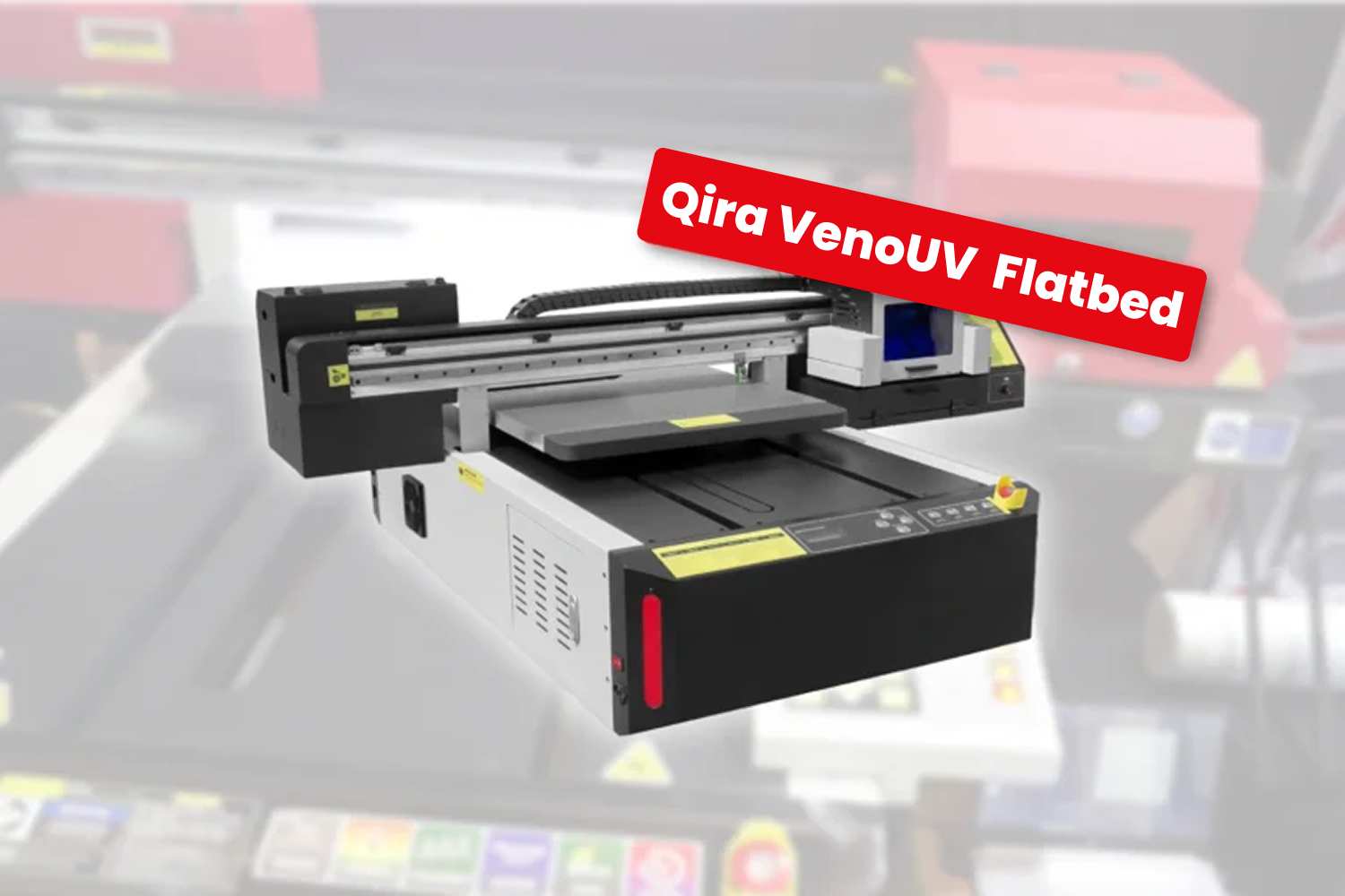 Qira Veno Flatbed Printer showcasing precision flatbed printing on various rigid surfaces with vibrant and long-lasting color quality