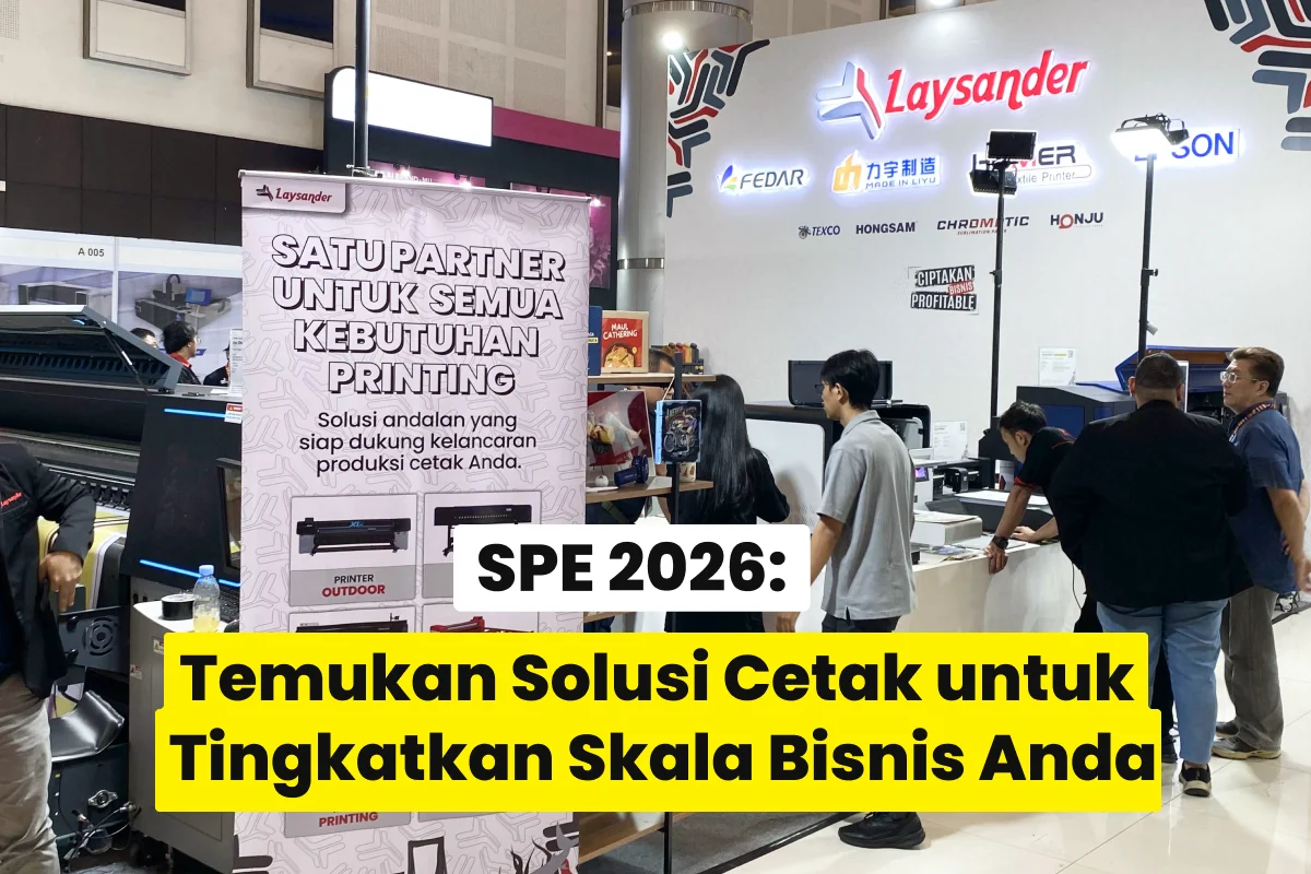 Booth Texco menampilkan berbagai solusi mesin cetak di Surabaya Printing Expo 2026 untuk membantu pelaku usaha meningkatkan efisiensi produksi dan skala bisnis.